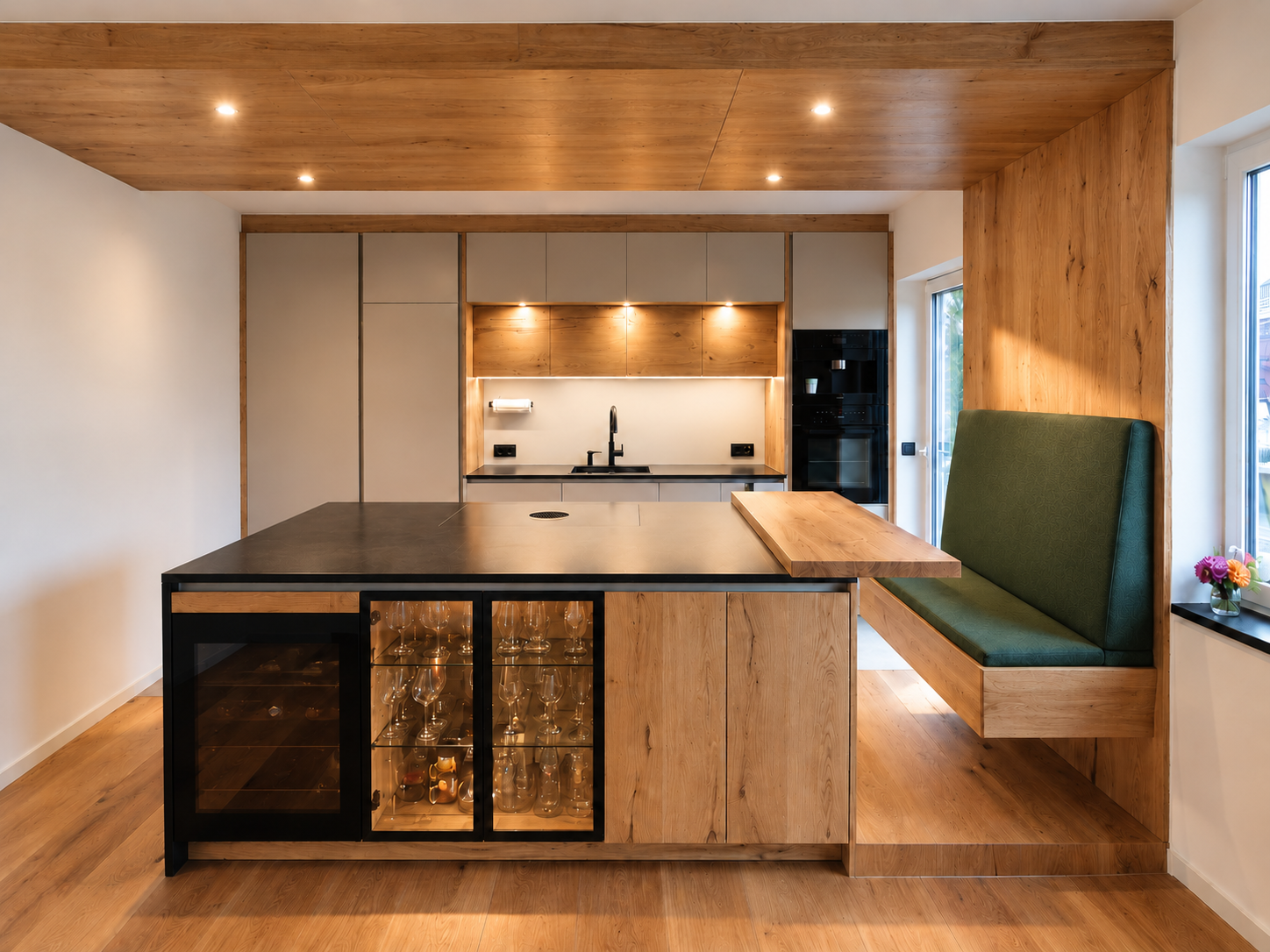 Küche Kücheninsel Bar Theke Weinkühlschrank Bora Kochfeld